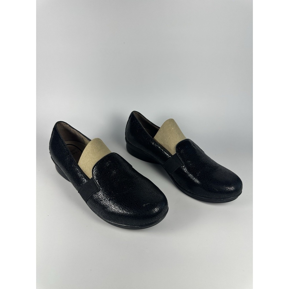 Dansko Addy Slip On Loafer Crackle Leather Womens 11 EU 42 Black